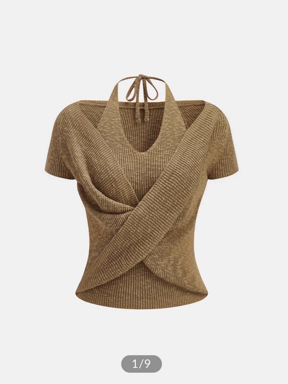 Commense Twist Front Halter Knit Top -M